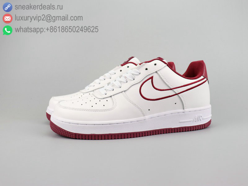 NIKE AIR FORCE 1 '07 LTHR WHITE RED UNISEX SKATE SHOES